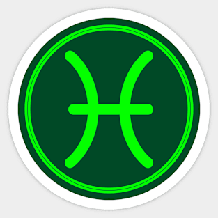 Cool Green Pisces Symbol Sticker